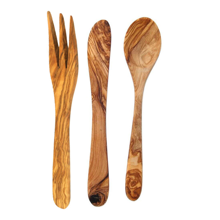 Essbesteck Set aus Olivenholz 3-tlg.