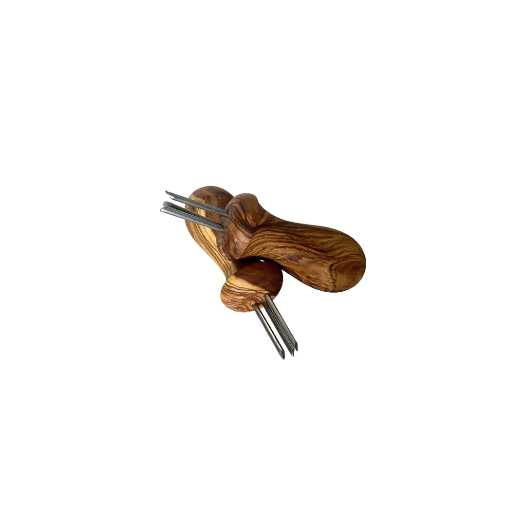 2er-Set Maiskolbenhalter/Kartoffelhalter aus Olivenholz