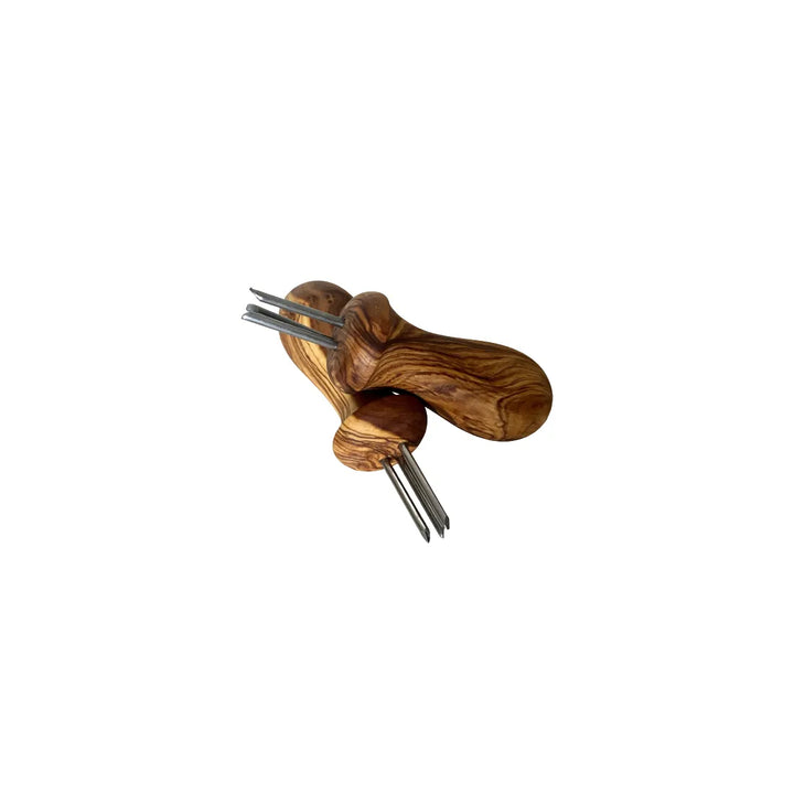 2er-Set Maiskolbenhalter/Kartoffelhalter aus Olivenholz
