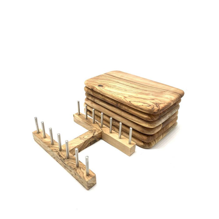 Practical cutting board holder made of olive wood