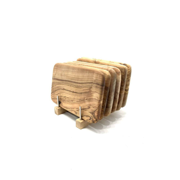 Practical cutting board holder made of olive wood