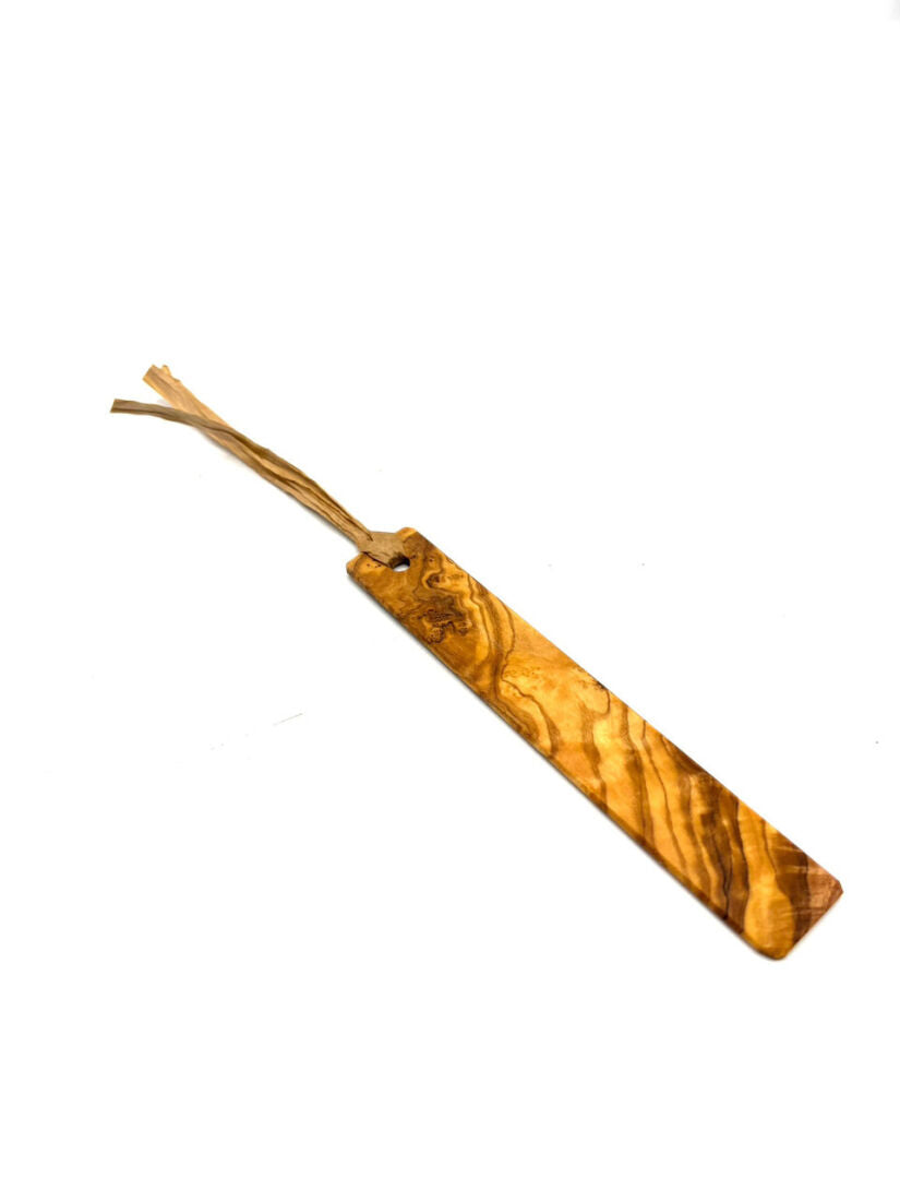 Lesezeichen mit Bastband aus Olivenholz