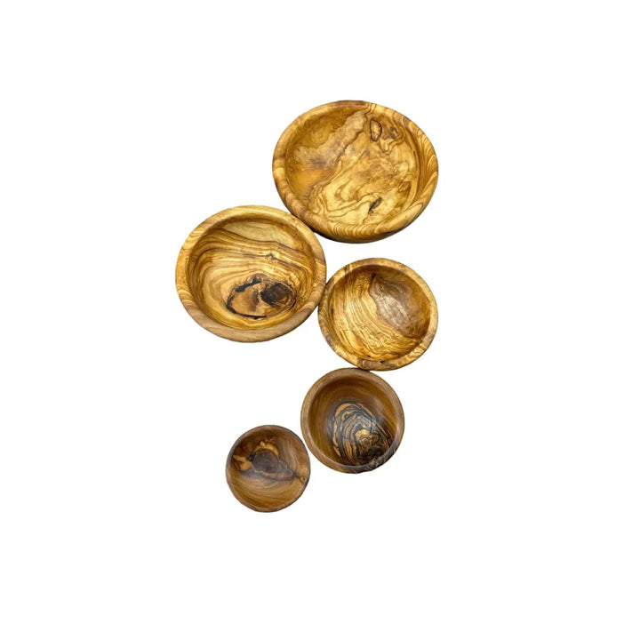 5-er Set Schalen rund aus Olivenholz