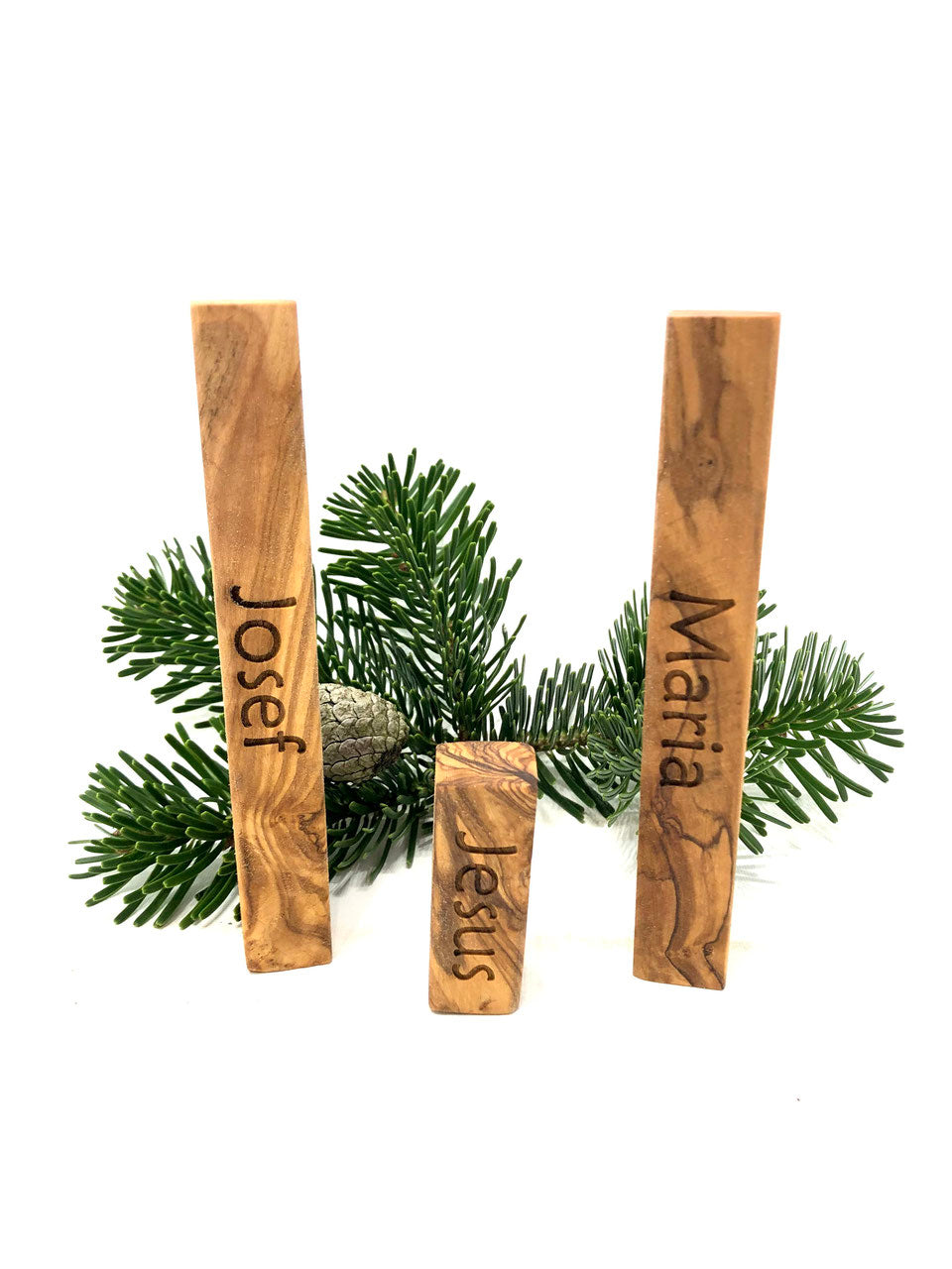 Elegant olive wood Christmas nativity scene 'MODERN LIFE' - unique interpretation of the Christmas story