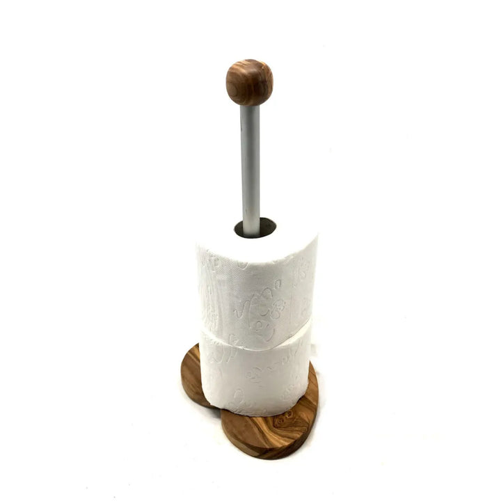 WC-Rollenhalter mit Sockel in Herzform aus Olivenholz
