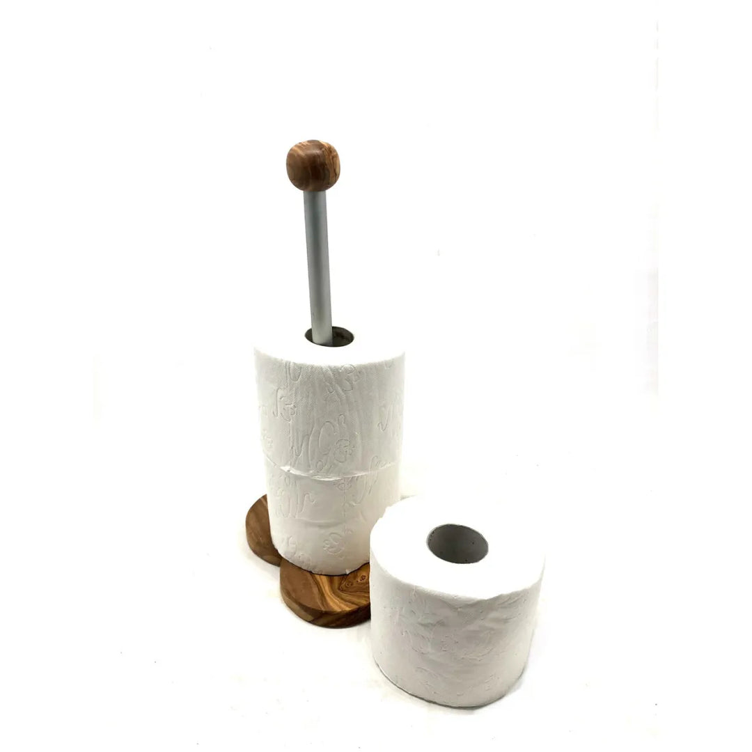 WC-Rollenhalter mit Sockel in Herzform aus Olivenholz