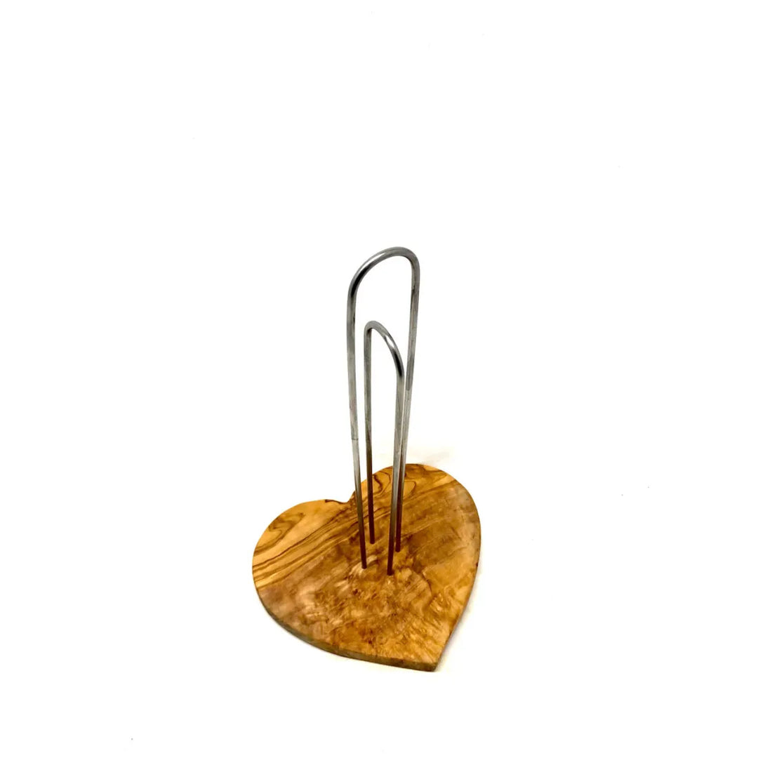 WC-Rollenhalter mit Sockel in Herzform aus Olivenholz (Design)