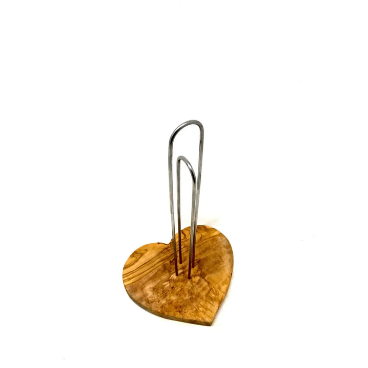 WC-Rollenhalter mit Sockel in Herzform aus Olivenholz (Design)