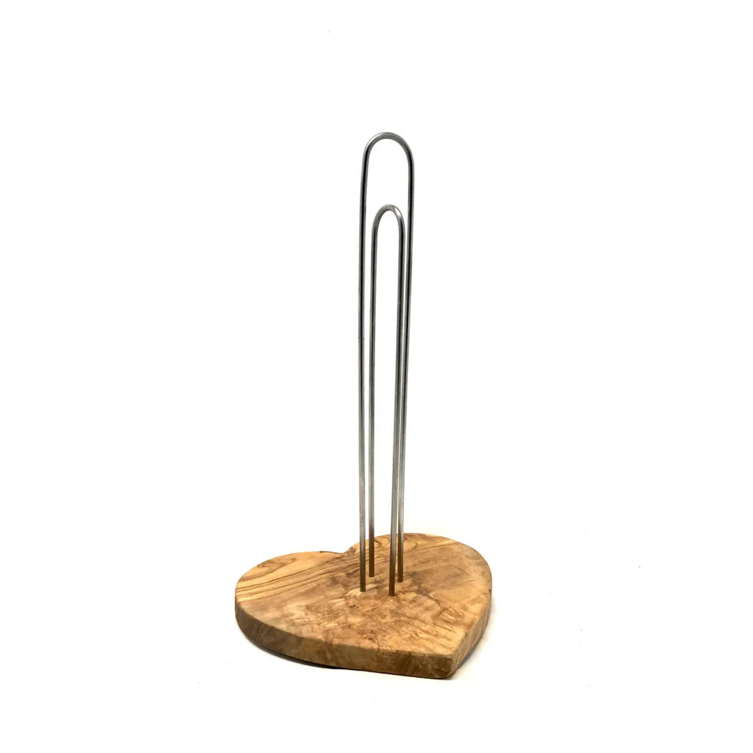 WC-Rollenhalter mit Sockel in Herzform aus Olivenholz (Design)