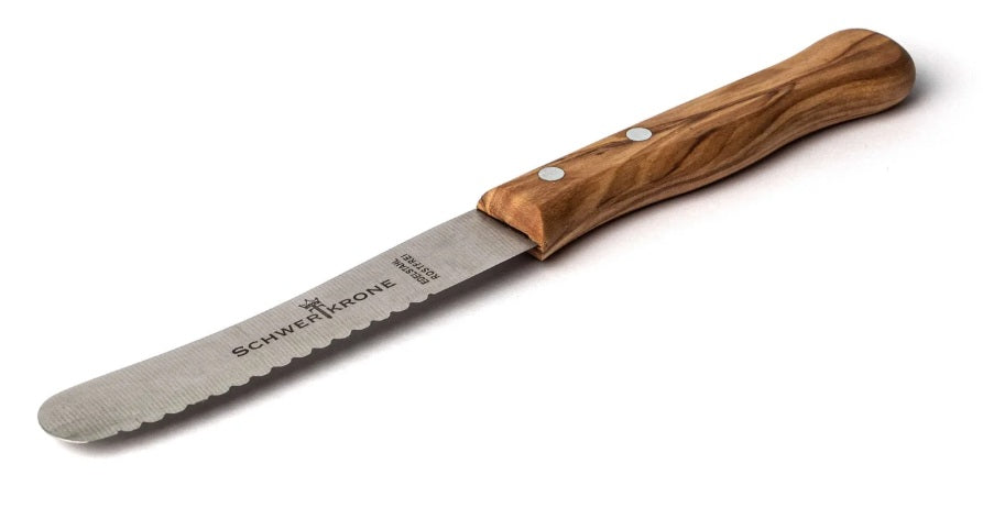 Knife set with olive wood handles, bread knife/vegetable knife