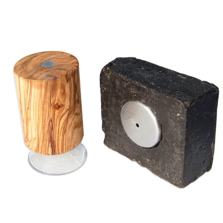 Magnetischer Seifenhalter aus Olivenholz mit Saugnapf