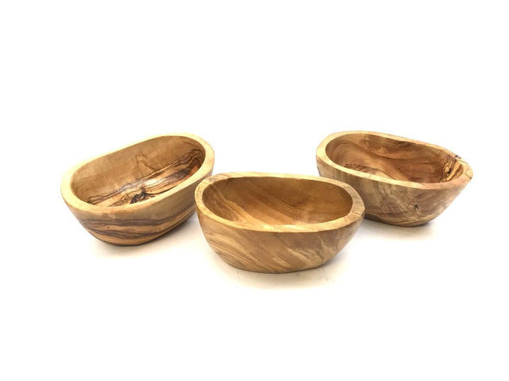 3er Pack Ovale Tapas Schale aus Olivenholz 