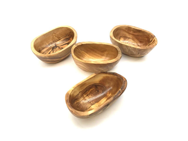 4er Pack Ovale Tapas Schale aus Olivenholz 