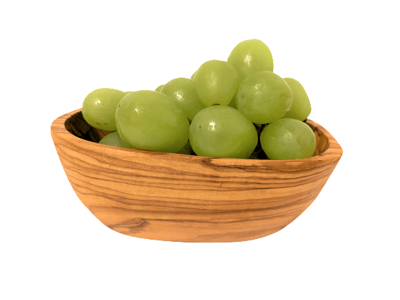 Ovale Tapas Schale aus Olivenholz mit Weintrauben
