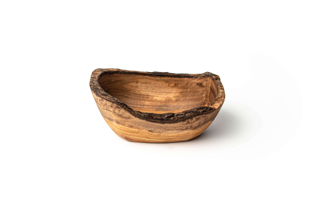 Rustikale Schale aus Olivenholz oval