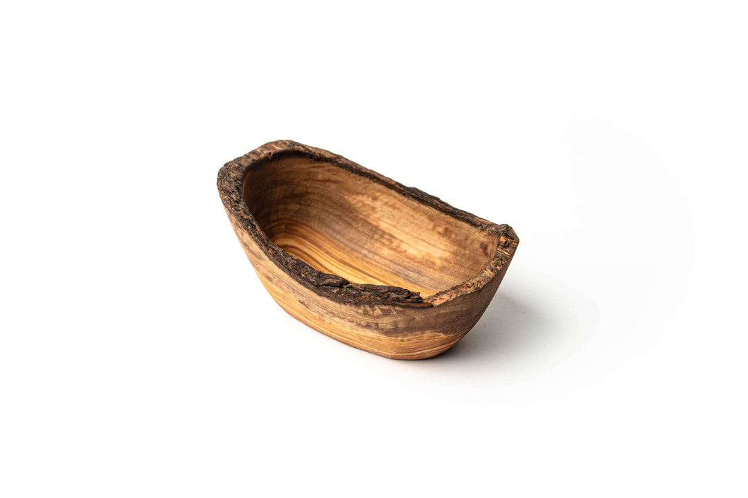 Rustikale Schale aus Olivenholz oval