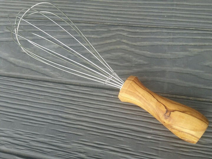 Schneebesen aus Olivenholz mit Edelstahl Aufsatz