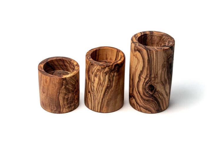 Teelichthalter aus Olivenholz 3-er Set