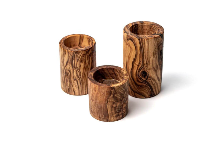 Teelichthalter aus Olivenholz 3-er Set