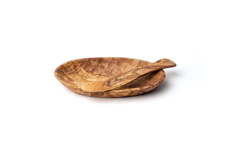 Butterschale mit Messer aus Olivenholz