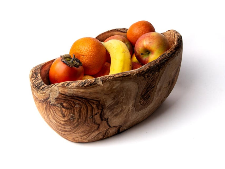 Obstschale aus Olivenholz gefüllt mit Obst