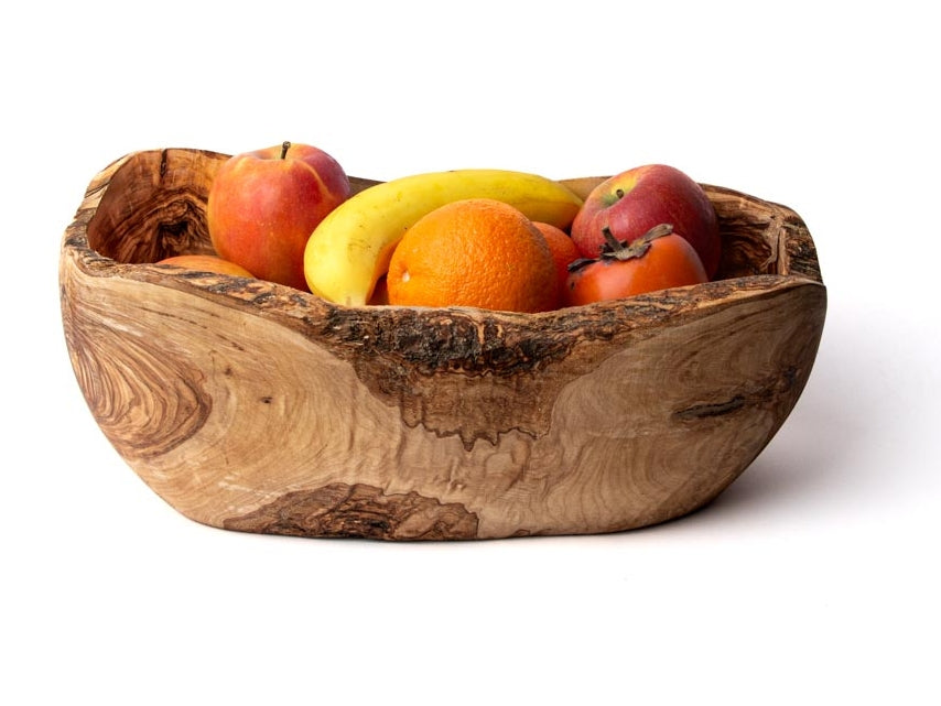 Obstschale aus Olivenholz gefüllt mit Obst