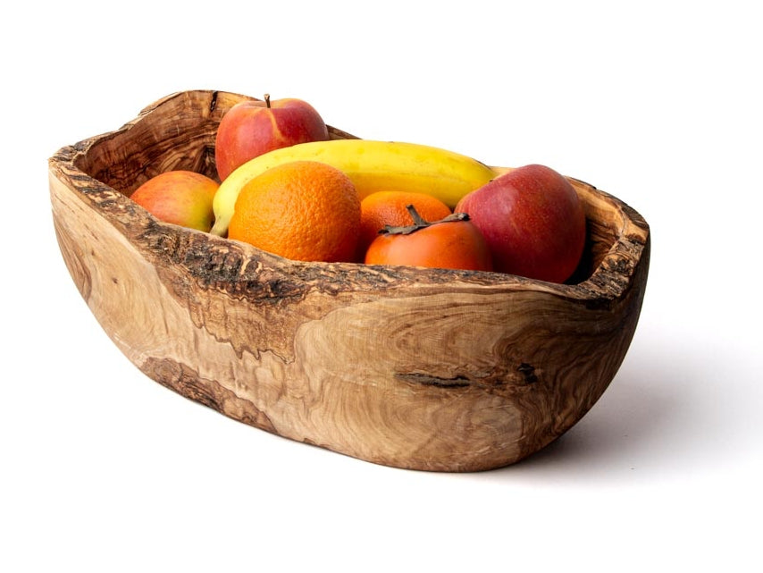 Obstschale aus Olivenholz gefüllt mit Obst