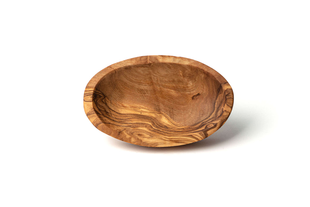 Flache, ovale Schale aus Olivenholz