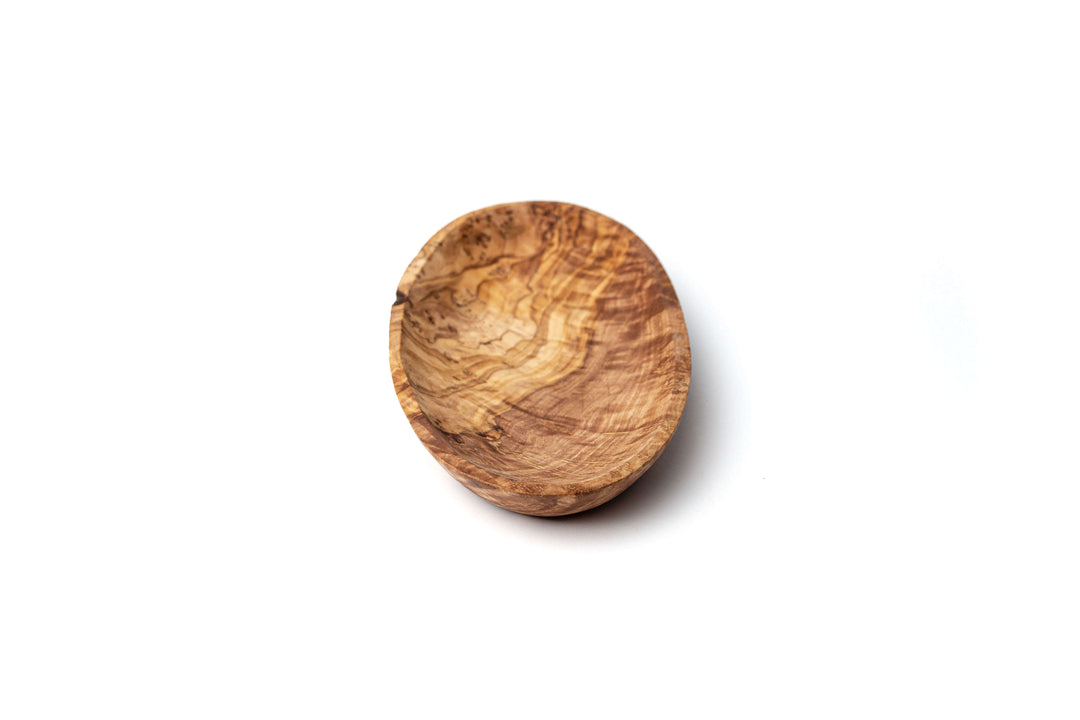 Flache, ovale Schale aus Olivenholz