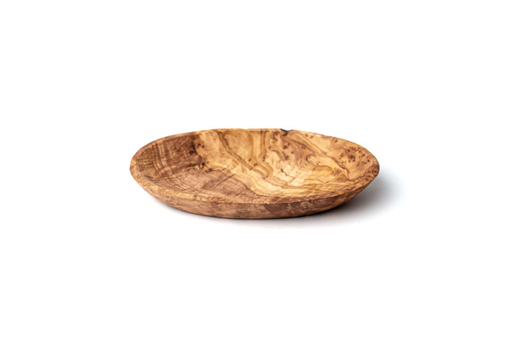 Flache, ovale Schale aus Olivenholz
