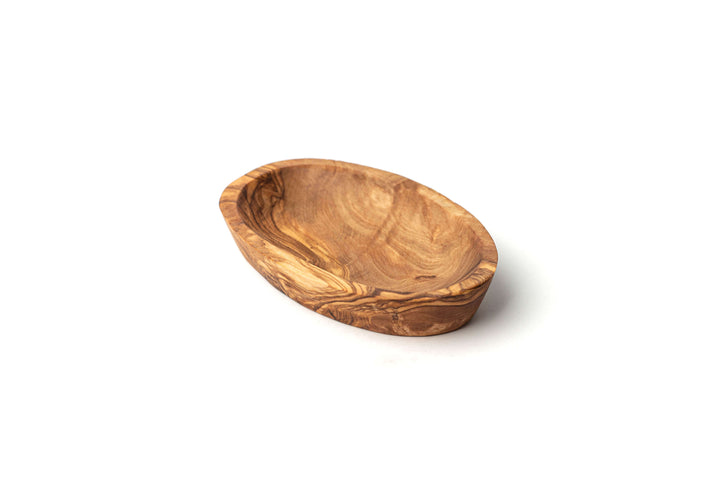 Flache, ovale Schale aus Olivenholz