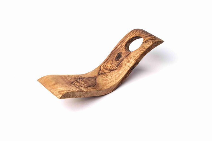 Weinflaschenhalter in Wellenform aus Olivenholz