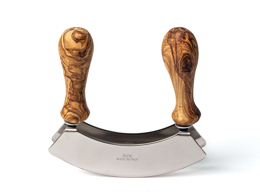 Wiegemesser mit Olivenholz-Griffen und zwei Klingen