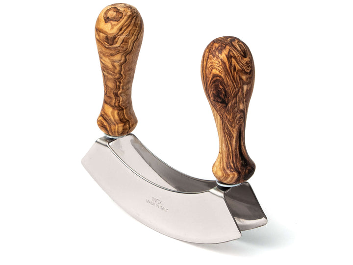 Wiegemesser mit Olivenholz-Griffen und zwei Klingen