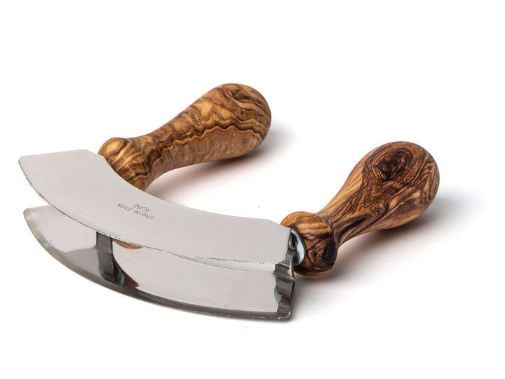 Wiegemesser mit Olivenholz-Griffen und zwei Klingen