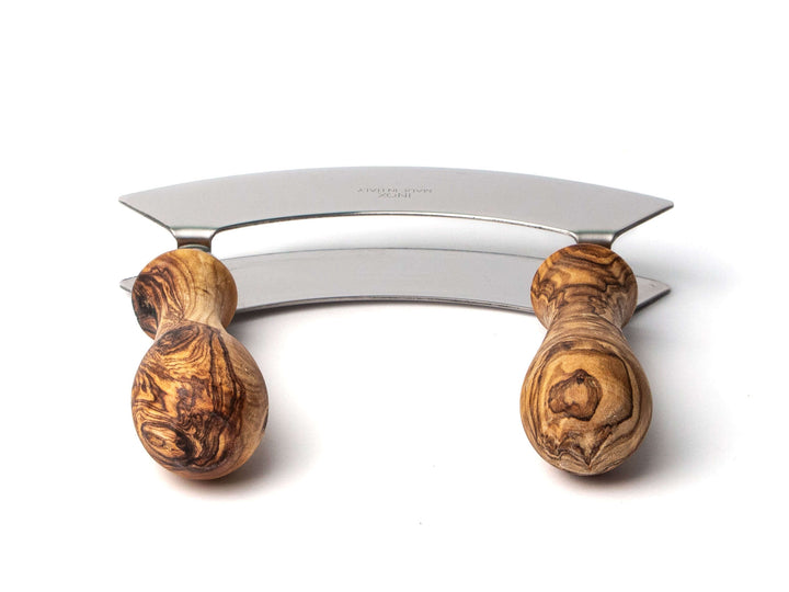 Wiegemesser mit Olivenholz-Griffen und zwei Klingen